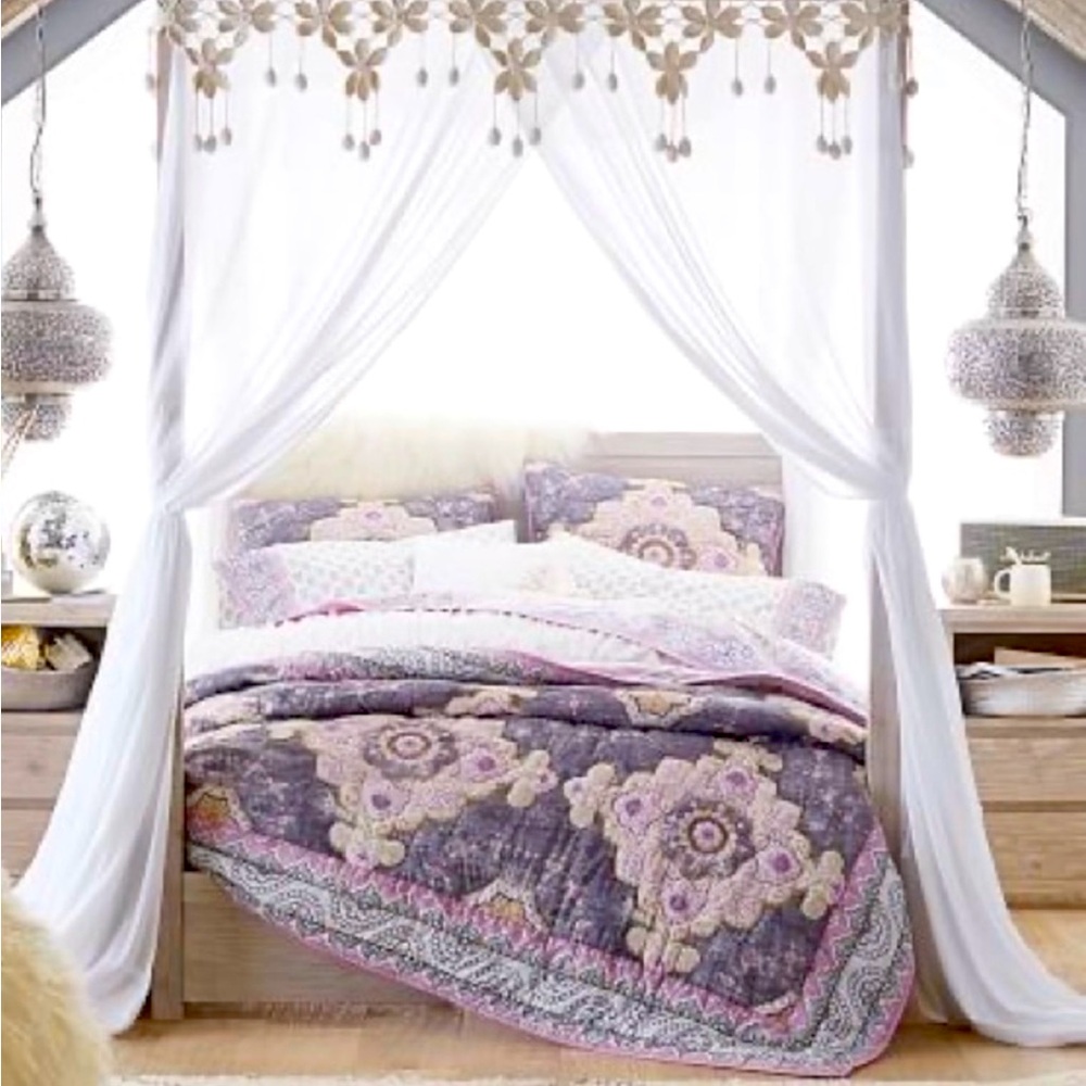 Pottery Barn Teen Bohemian Wonder Paisley Print Twin Quilt & 2 shams lilac grey - Picture 2 of 14